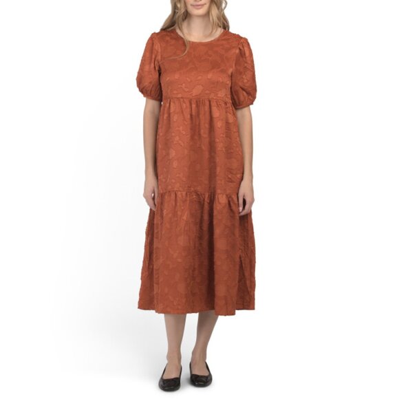 SUNDAY EDITION Rust Jacquard Style Dress - Picture 1 of 2
